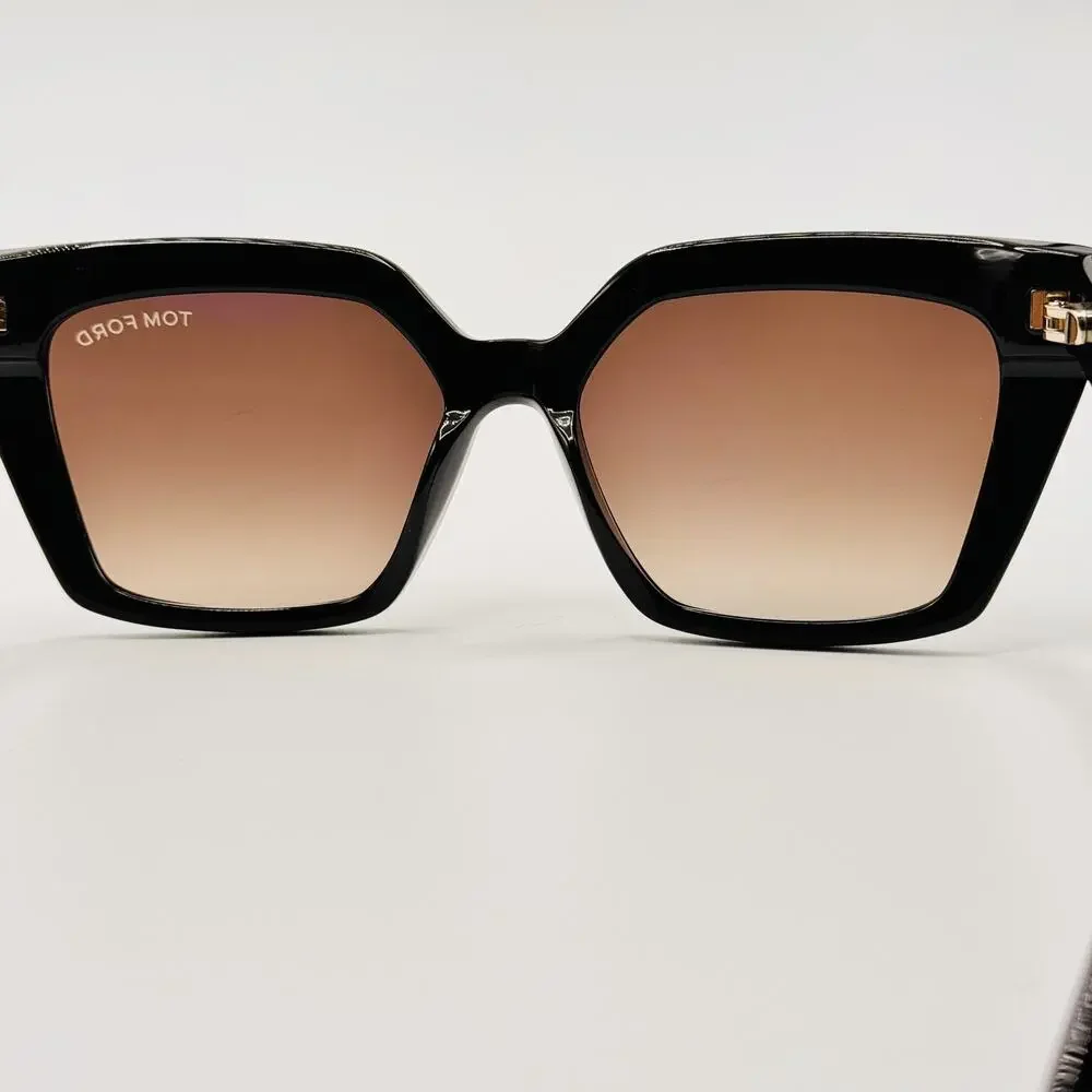 Tom Ford Sunglasses TF1030 01Z Winona Black Cat Eye Brown Gradient 53-15-140